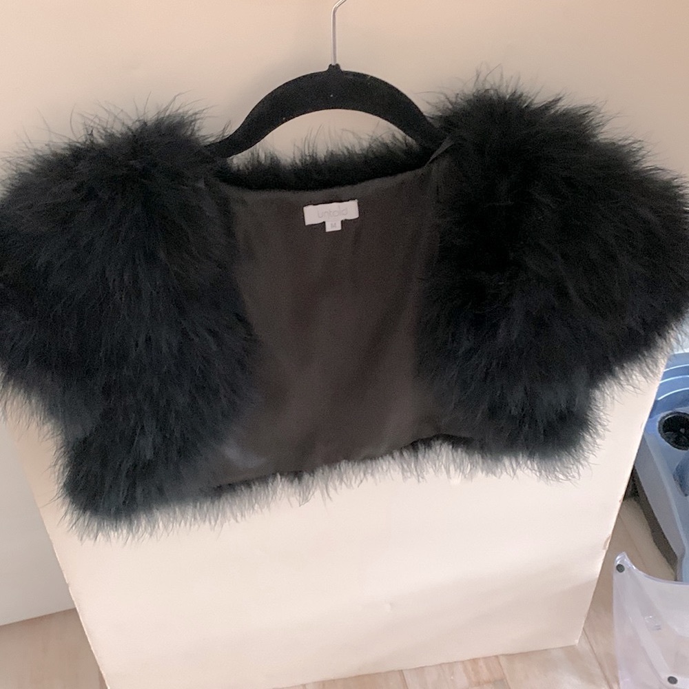 Ostrich Feather Shrug Black